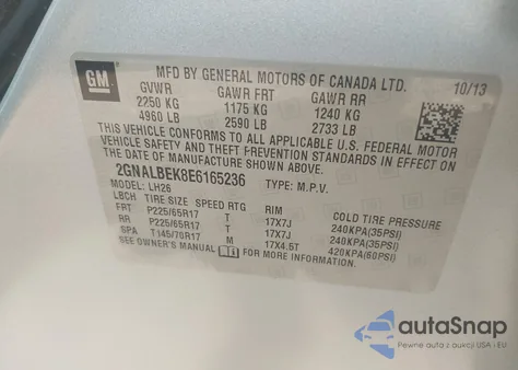 2014 Chevrolet Equinox 1Lt from USA, damaged, VIN 2GNALBEK8E6165236